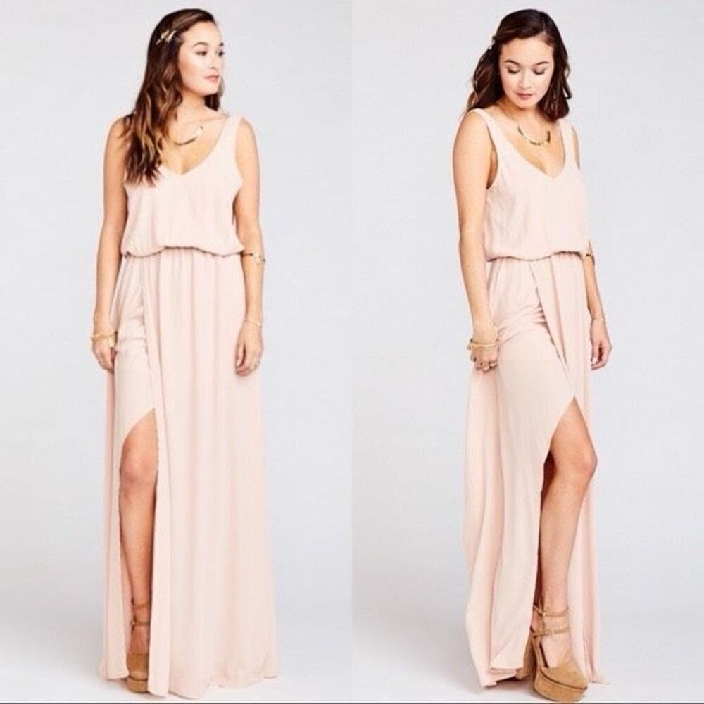 Show Me Your Mumu Kendall Maxi Dress in Dusty Blush Crisp Small